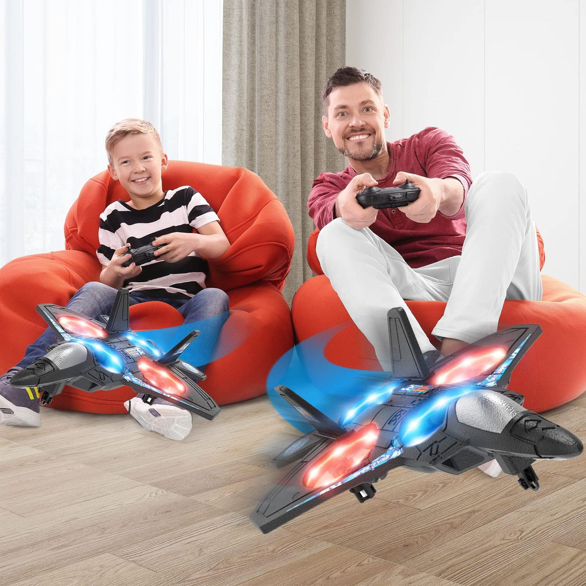 Stunt RC Aeroplane | 360° Flips, One-Key Take-Off & Headless Mode | 2.4GHz Remote Control, 164ft Range, 18-Minute LED Flight