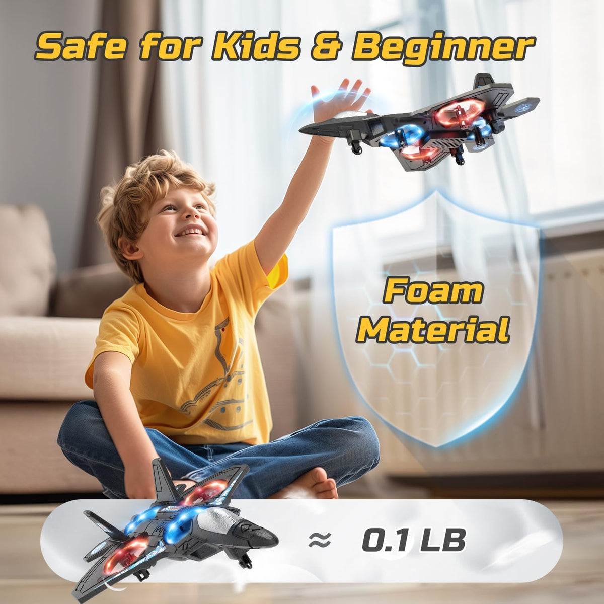 Stunt RC Aeroplane | 360° Flips, One-Key Take-Off & Headless Mode | 2.4GHz Remote Control, 164ft Range, 18-Minute LED Flight