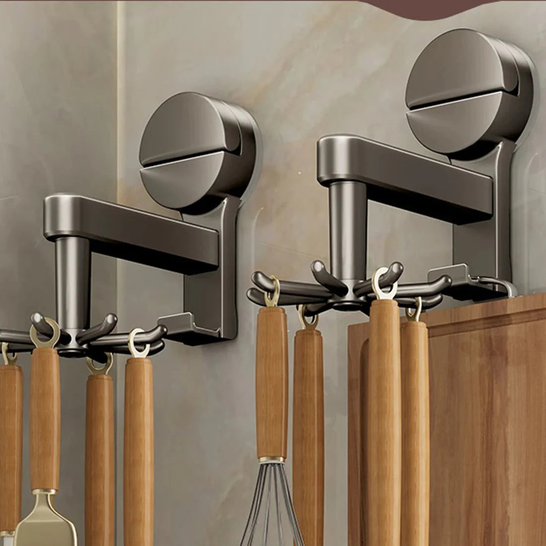 Suction Cup Hooks | Rotating Six Hook Rack With A Clip