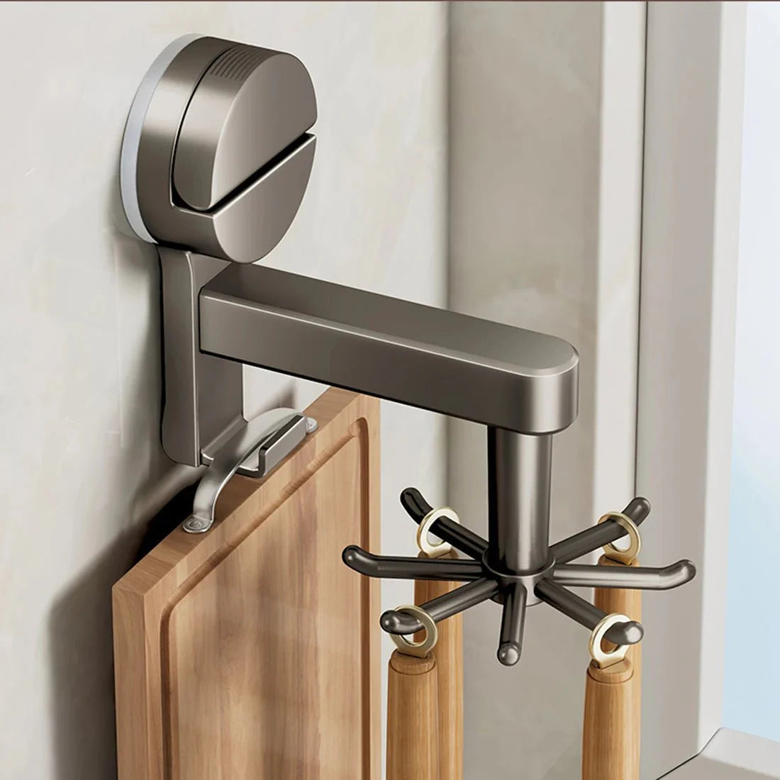 Suction Cup Hooks | Rotating Six Hook Rack With A Clip