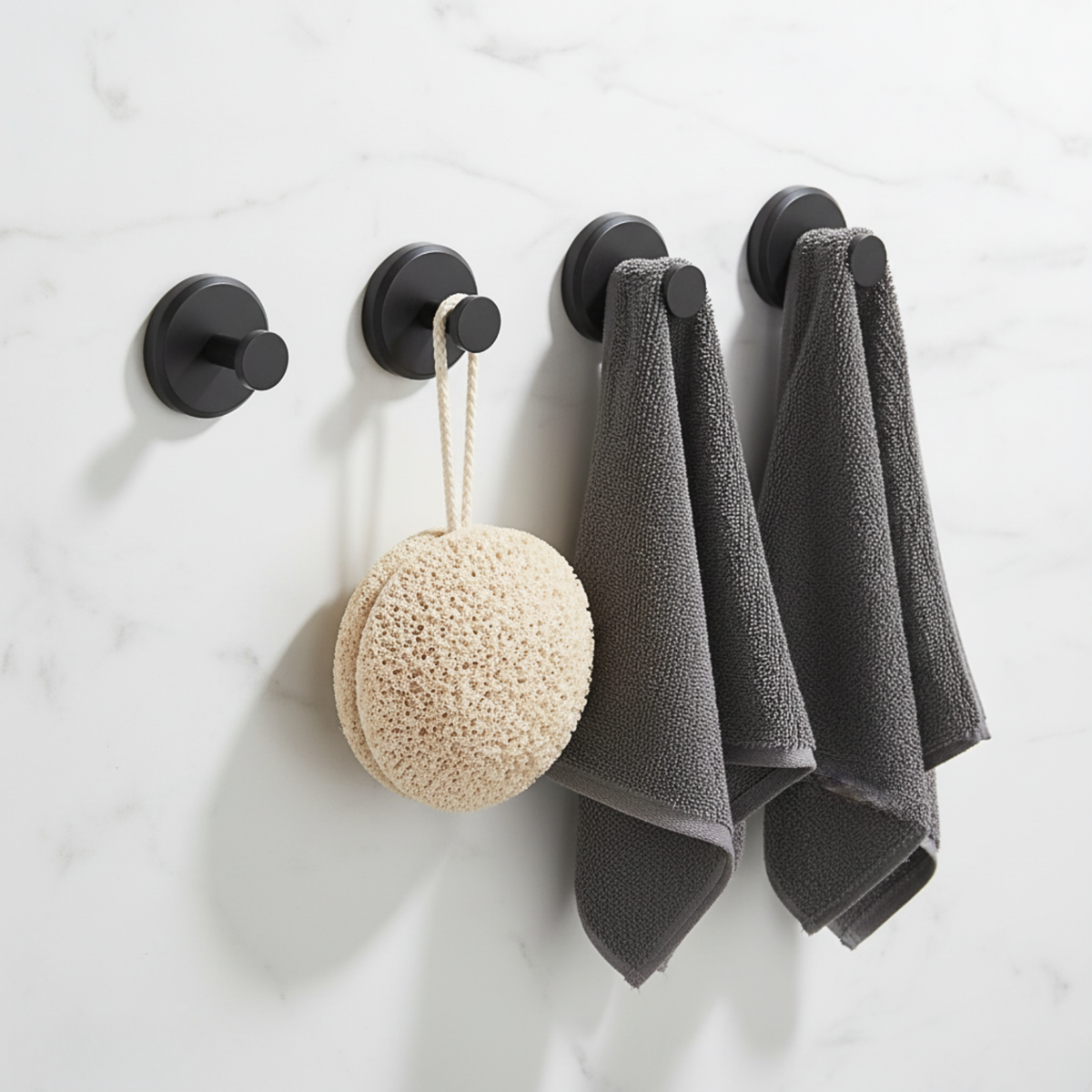 Suction Hooks Stainless Steel 6 cm | Set of 4, No Drilling | Water-Resistant, Reusable for Bathroom, Kitchen & Shower