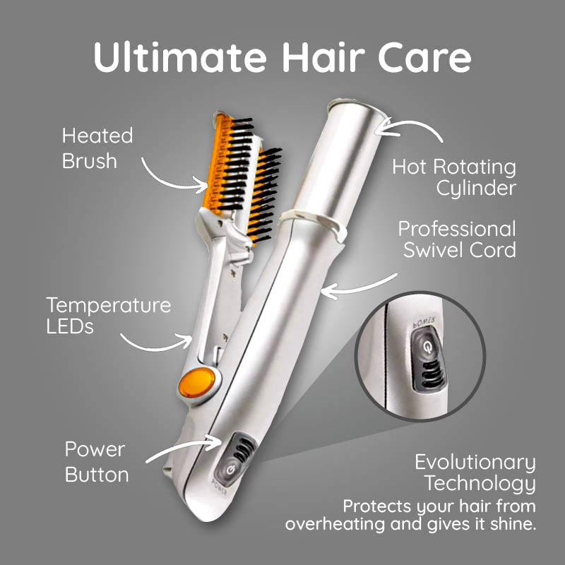 2-in-1 Rotating Hair Brush for Straightening and Styling | Rapid Heat-Up, Reduces Frizz | Smooth, Shiny Results in Minutes 10