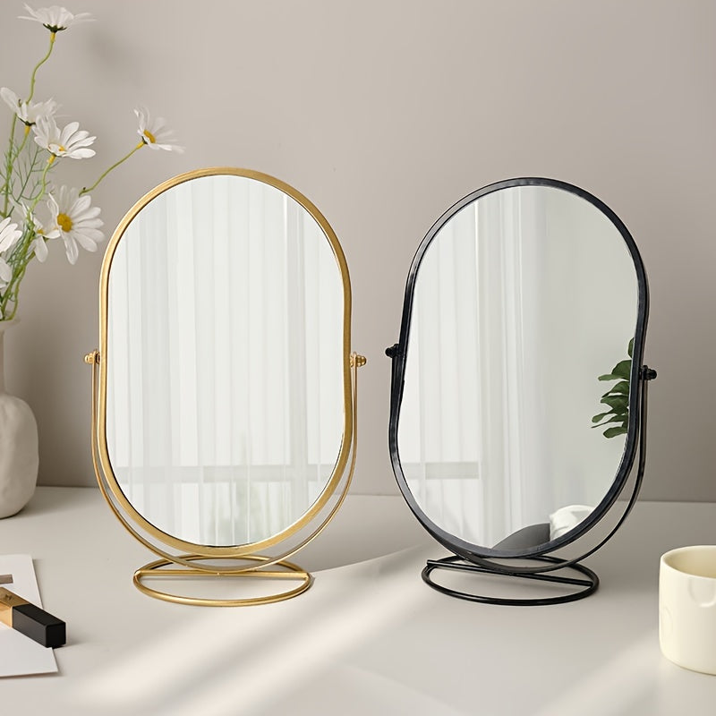 Tabletop Makeup Mirror | Tilting Oval On A Looped Base