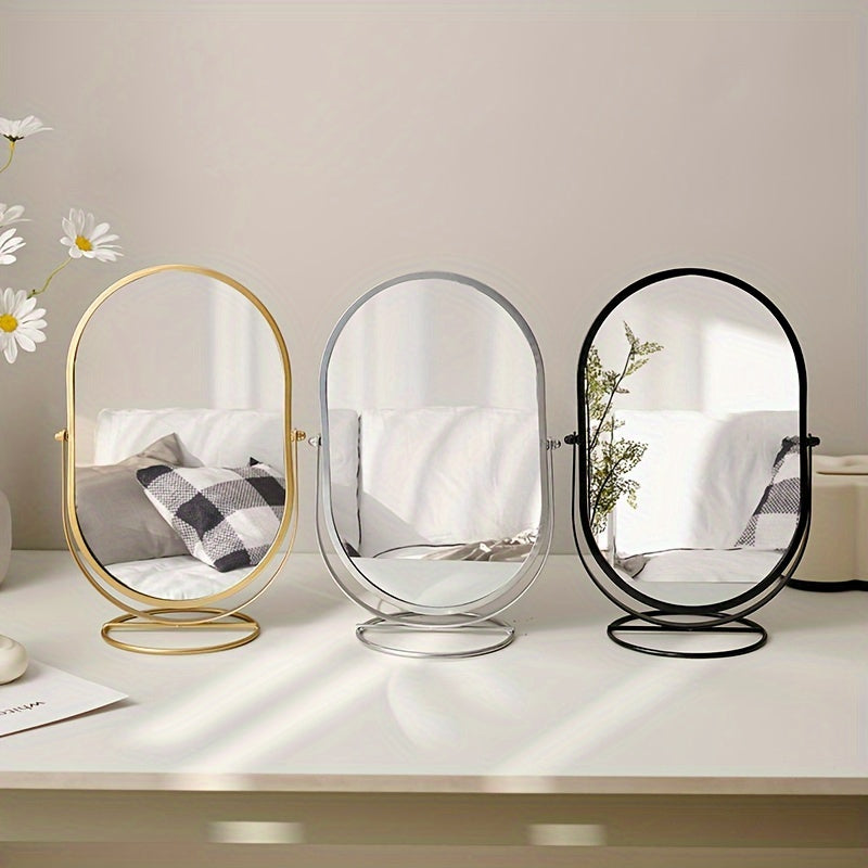 Tabletop Makeup Mirror | Tilting Oval On A Looped Base