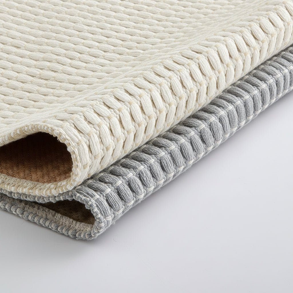 Thick Microfiber Bath Mat | Waffle Texture With Tassel Trim