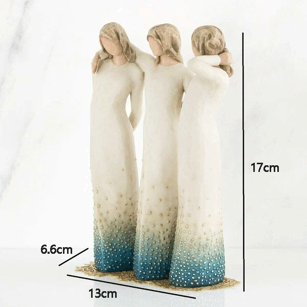 Three Women Friendship Figurine Resin | Hand-Painted Sisters Statue with Metal Base | Sentimental Keepsake Gift