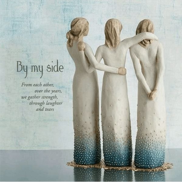 Three Women Friendship Figurine Resin | Hand-Painted Sisters Statue with Metal Base | Sentimental Keepsake Gift