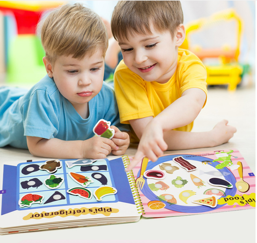 Toddler Activity Book Paper Pages | Sticky Matching Games for Shapes, Numbers and Animals | Builds Fine Motor Skills