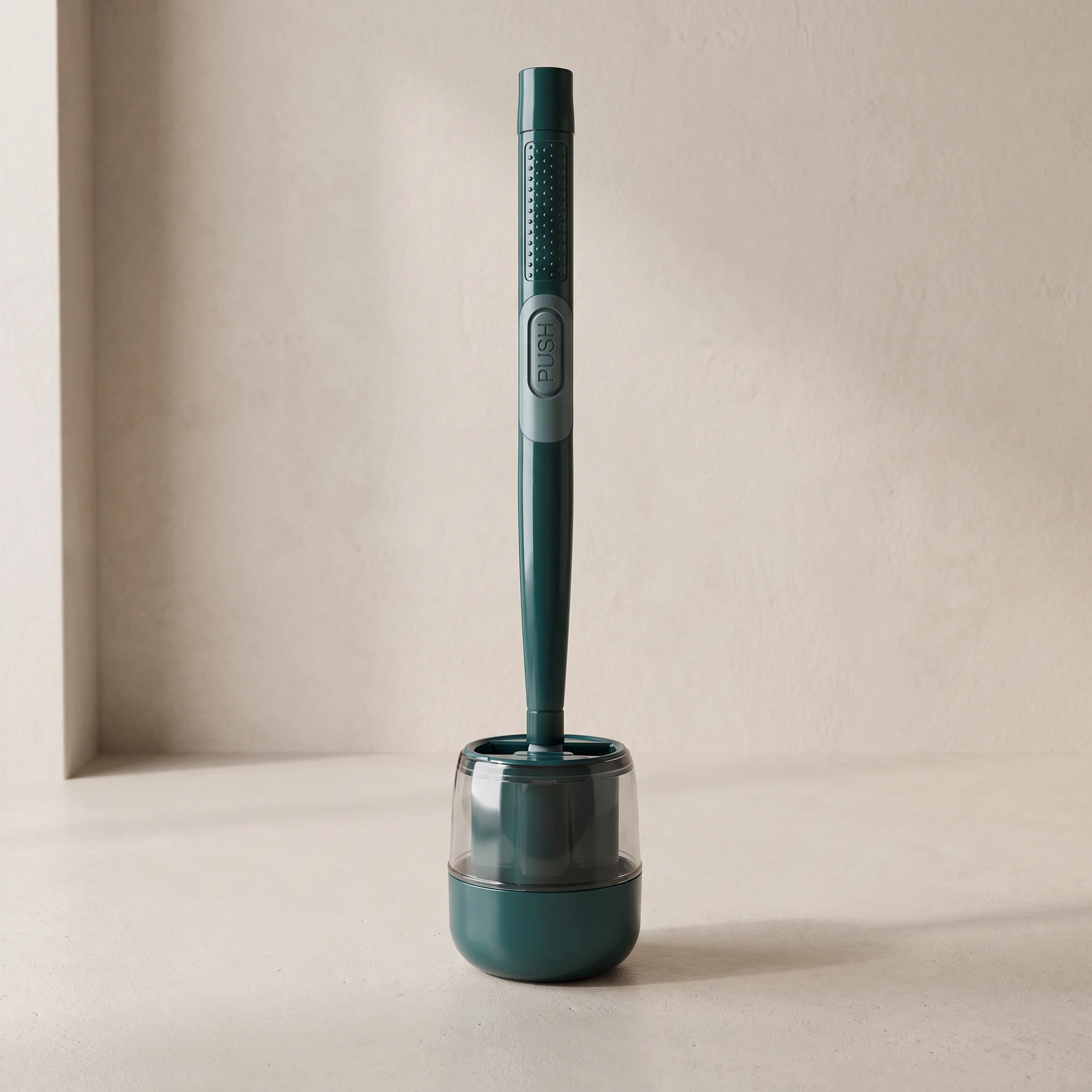Toilet Bowl Brush | Push Button Dispenser, Flexible Head