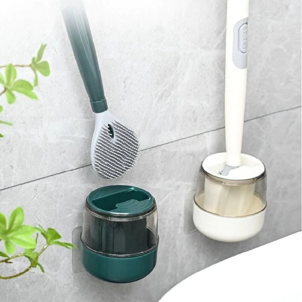 Toilet Bowl Brush | Push Button Dispenser, Flexible Head