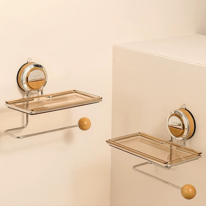 Toilet Paper Holder | Suction Mount With A Small Top Tray