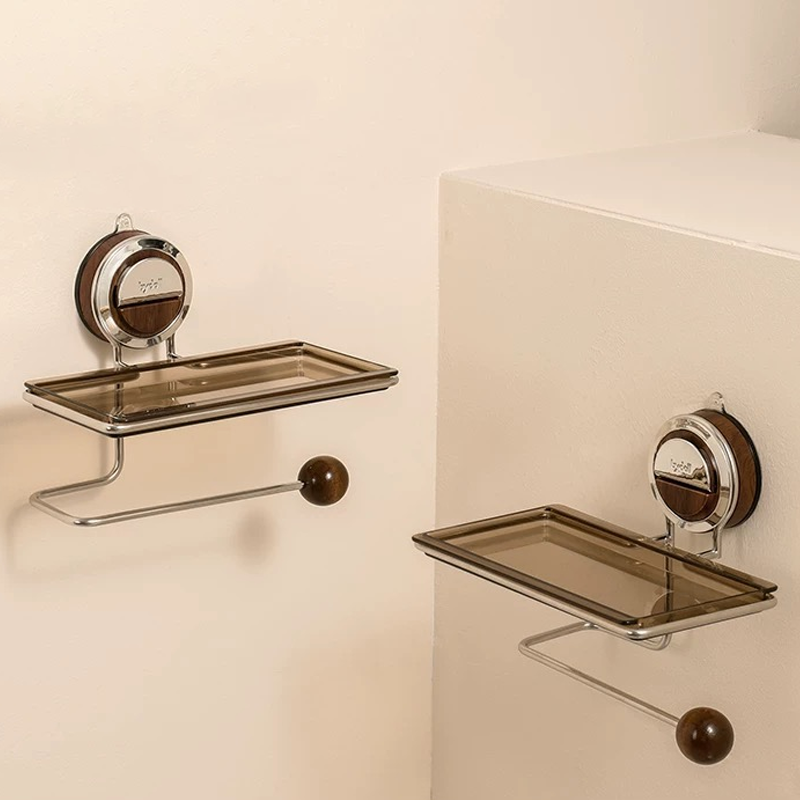 Toilet Paper Holder | Suction Mount With A Small Top Tray