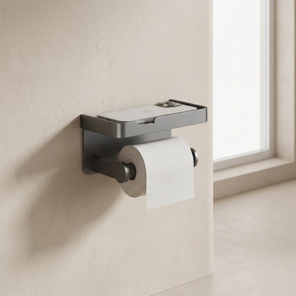 Toilet Paper Holder | Top Shelf With An Open-Ended Bar