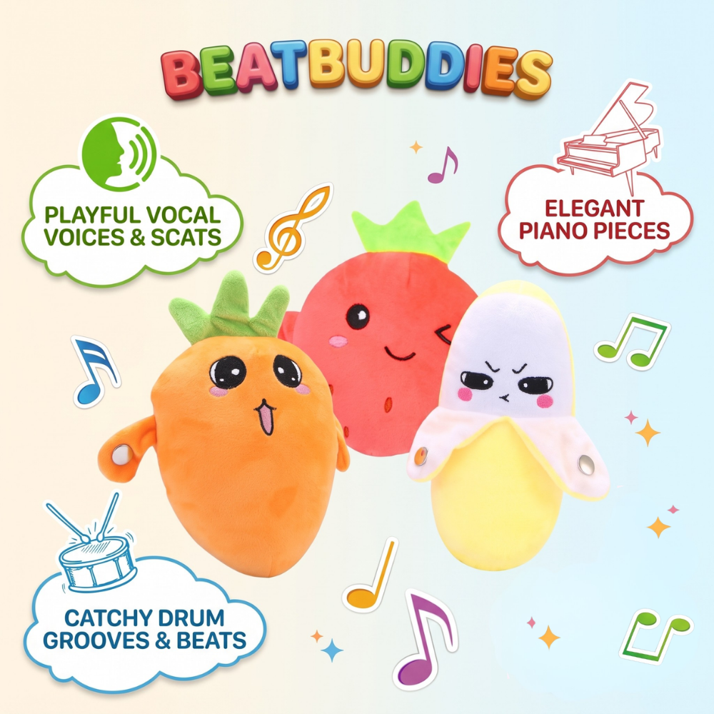 Touch-Activated Music Toy | BeatBuddies Musical Plush Fruit Toys for Kids