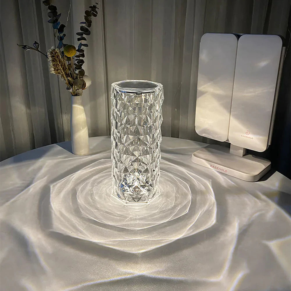 Touch Control Crystal Lamp | Cordless LED with Warm White, Daylight and RGB Colour Modes | Up to 12 Hours Light per Charge