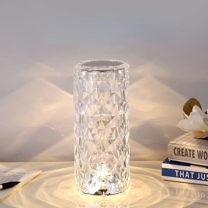 Touch Control Crystal Lamp | Cordless LED with Warm White, Daylight and RGB Colour Modes | Up to 12 Hours Light per Charge