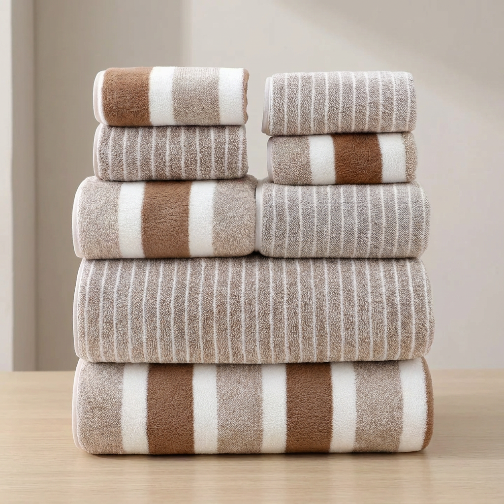 Towel Set | Eight Pieces In Wide And Narrow Stripes