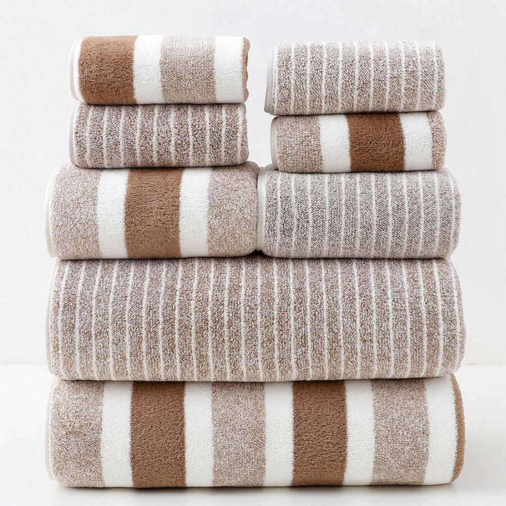 Towel Set | Eight Pieces In Wide And Narrow Stripes