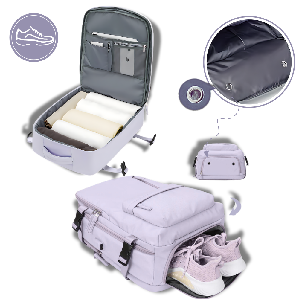 Travel Backpack – Water-repellent nylon, 35L, with USB port and shoe compartment, for everyday use and adventures 5