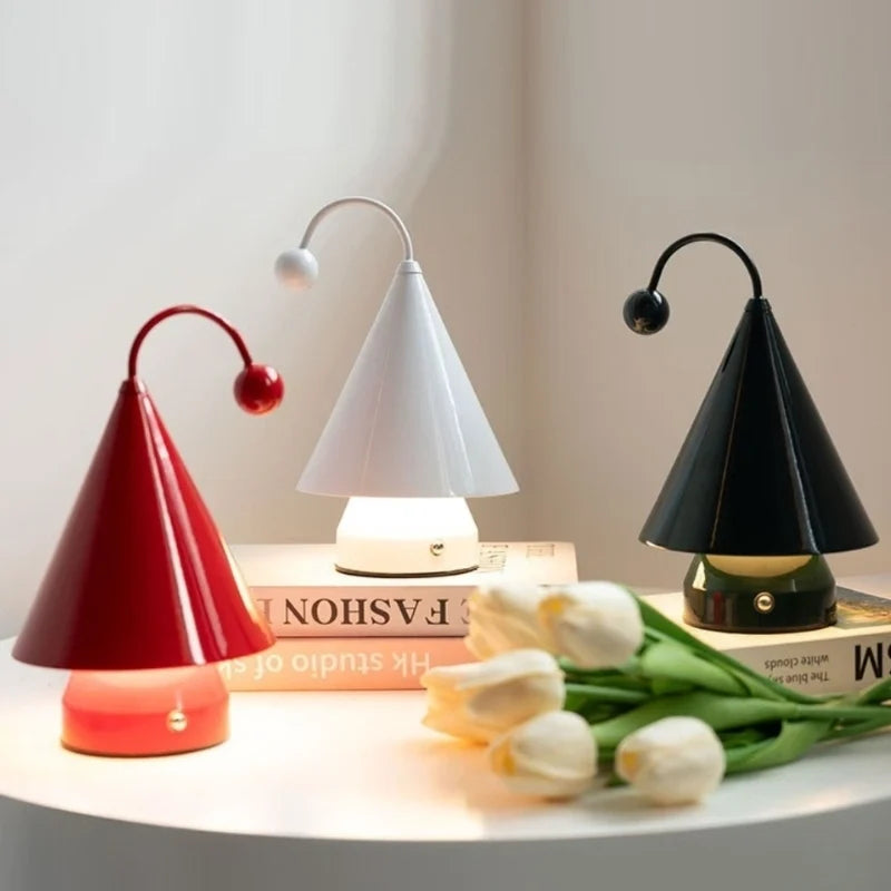 Cordless Cone Table Lamp, Iron & Acrylic, 20 x 12.5 x 12.5 cm | 3 Colours, Stepless Dimming | Rechargeable, Up to 6 Hours 1