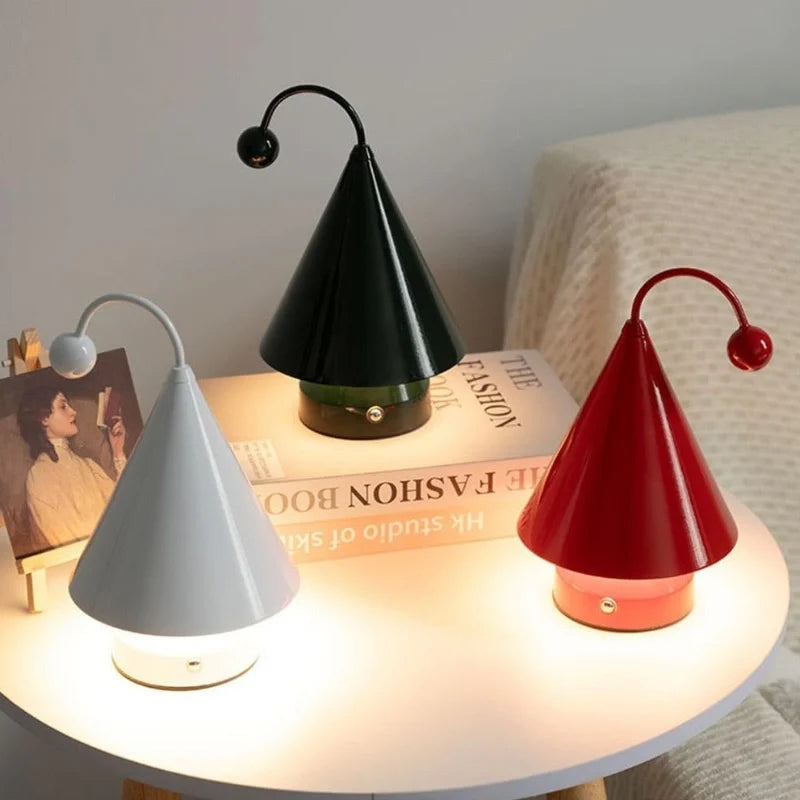 Cordless Cone Table Lamp, Iron & Acrylic, 20 x 12.5 x 12.5 cm | 3 Colours, Stepless Dimming | Rechargeable, Up to 6 Hours 8