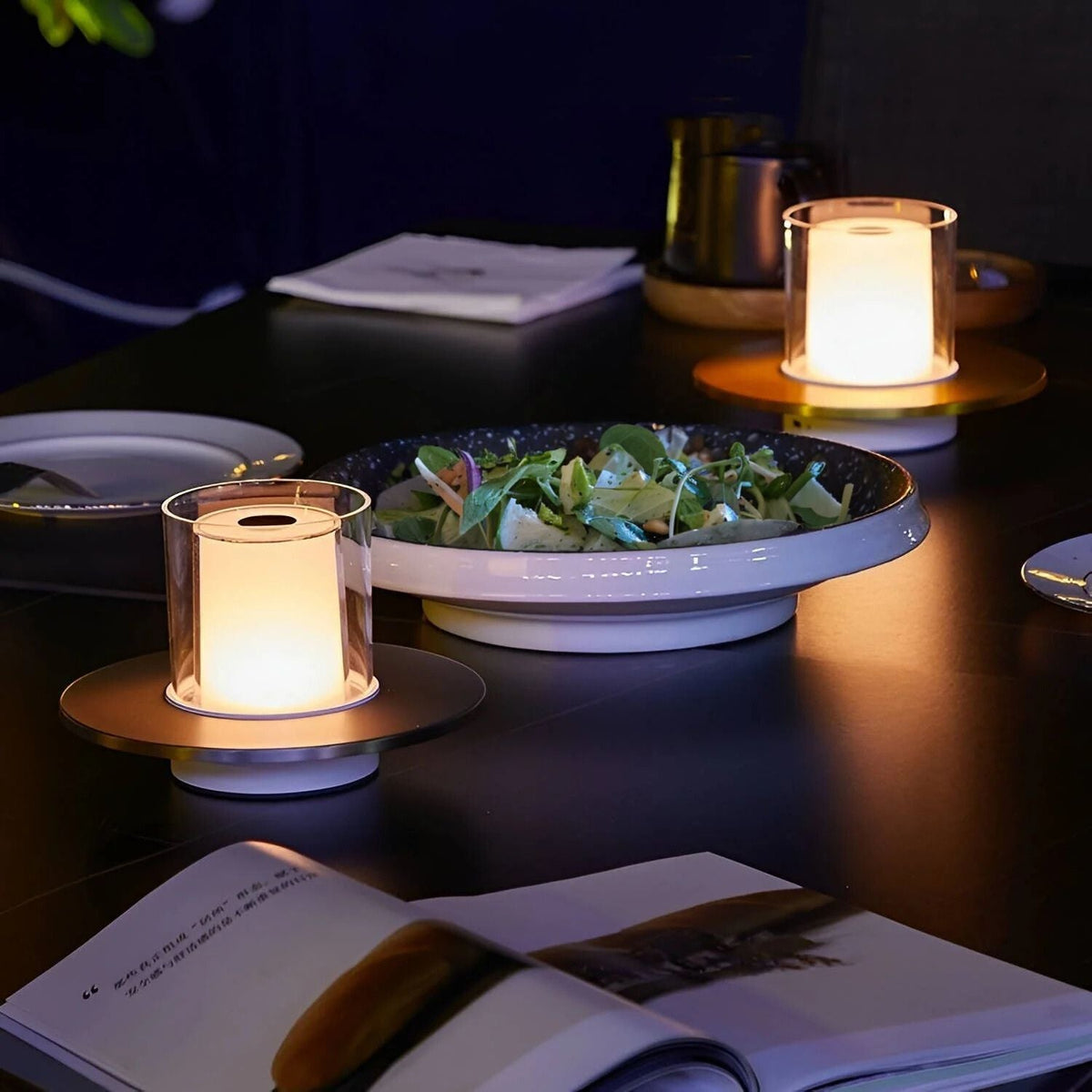 Candle Lamp Steel 16 x 10 cm | Gesture-Control Dimming | Cordless Rechargeable, Gold or Silver, 10-18 Hour Battery 12