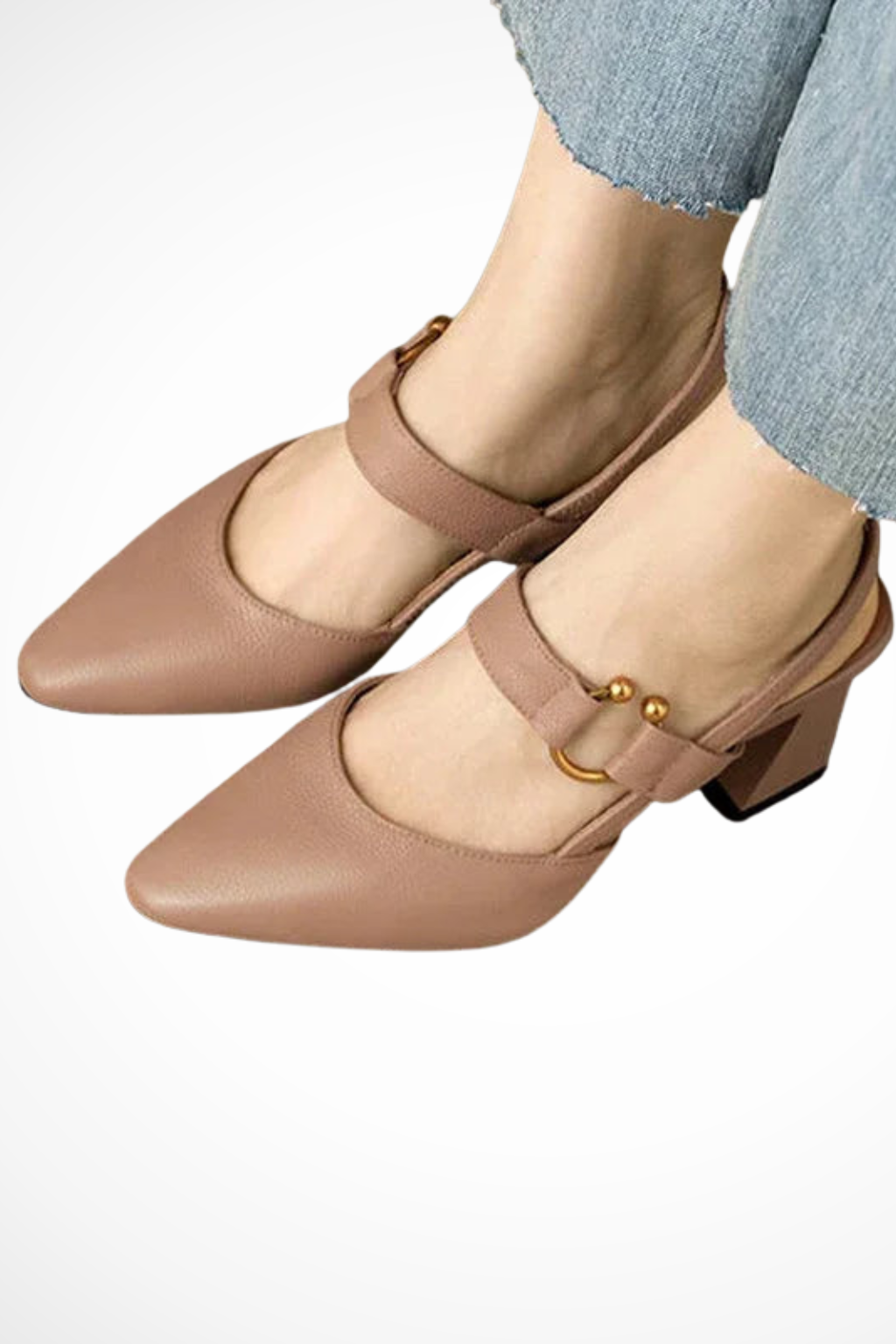 Valeria | Women's Slingback Heels - Black Square Toe Design