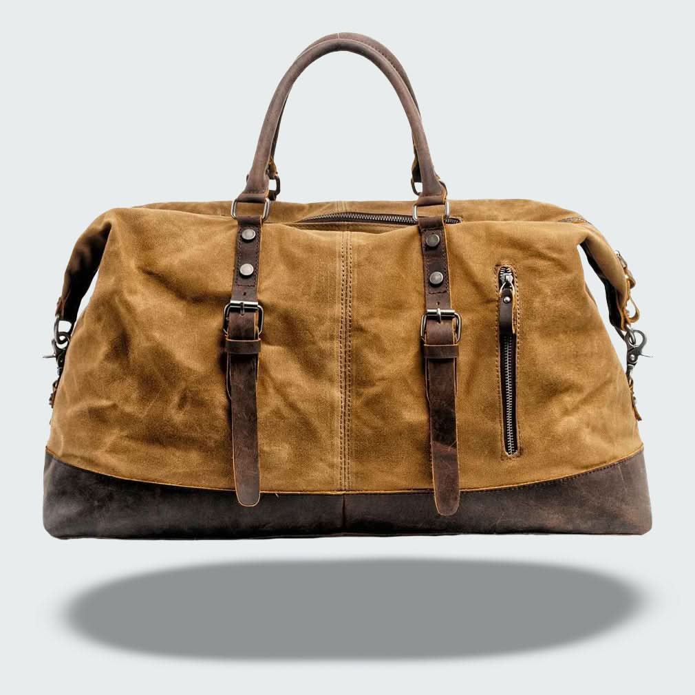 Valour | Leather Duffle Bag for Men - Rugged Batik Canvas, 35L Capacity