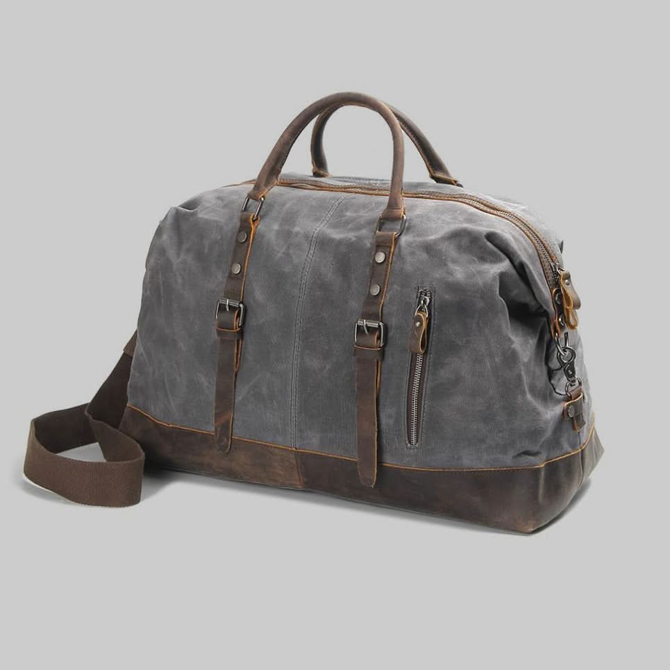 Valour | Leather Duffle Bag for Men - Rugged Batik Canvas, 35L Capacity