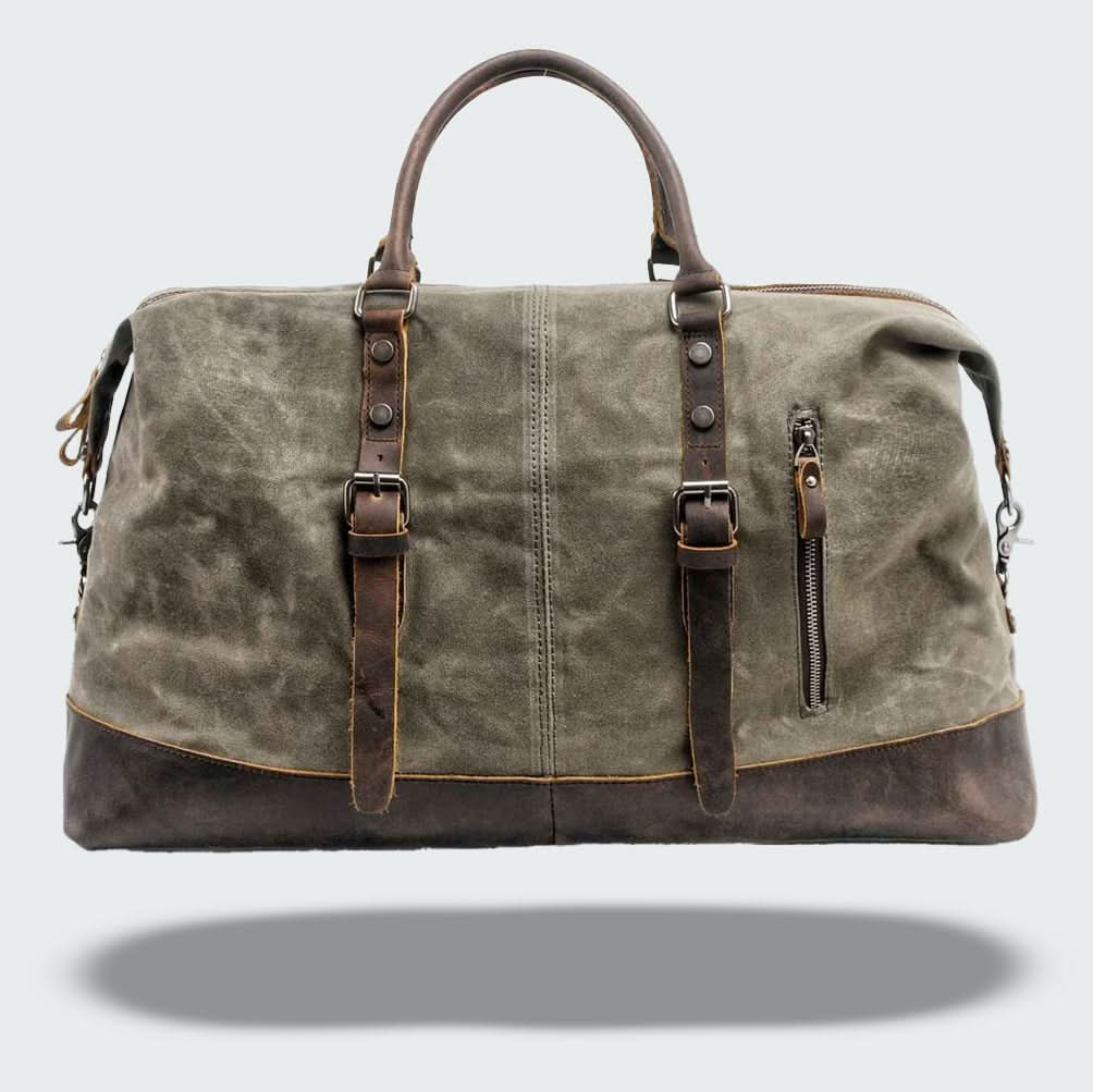 Valour | Leather Duffle Bag for Men - Rugged Batik Canvas, 35L Capacity