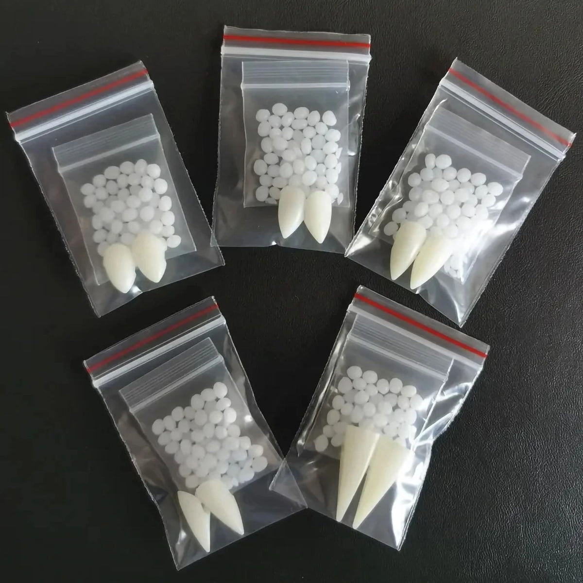 Vampire Fangs Kit for Halloween & Cosplay | Custom-Molded Thermal Adhesive Included | Non-Toxic Dental-Grade Resin Material
