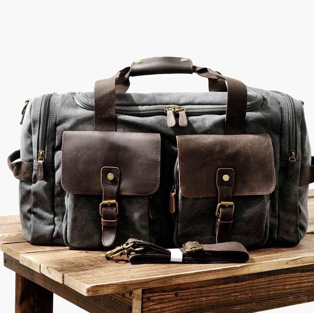 Vanguard | Leather Duffle Bag - Durable Waxed Canvas with 36.5L Capacity