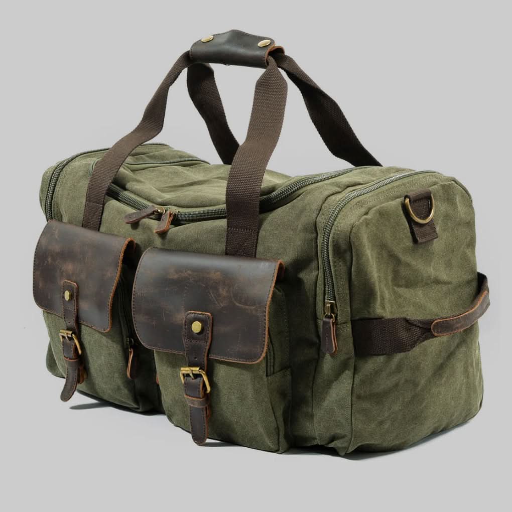Vanguard | Leather Duffle Bag - Durable Waxed Canvas with 36.5L Capacity