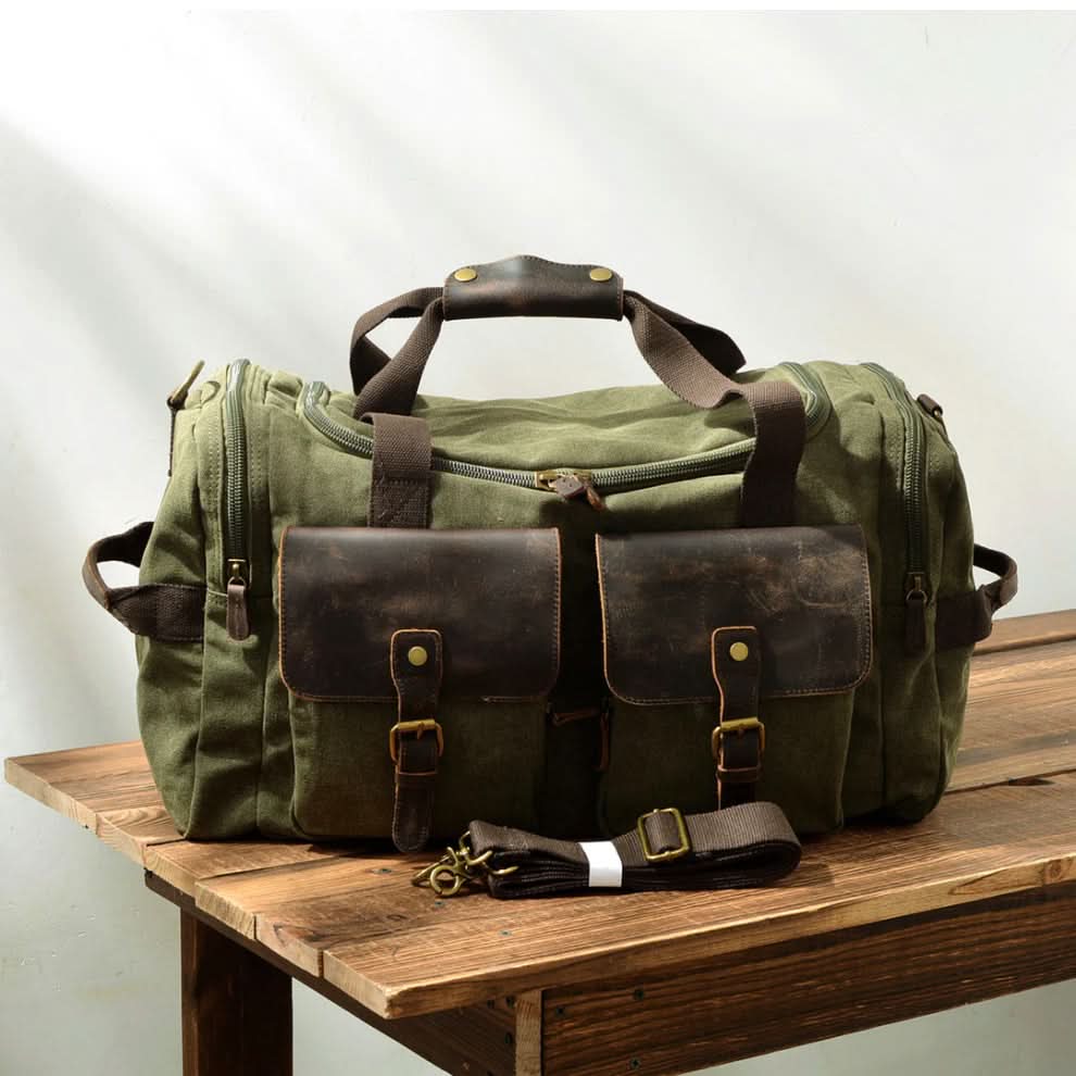 Vanguard | Leather Duffle Bag - Durable Waxed Canvas with 36.5L Capacity