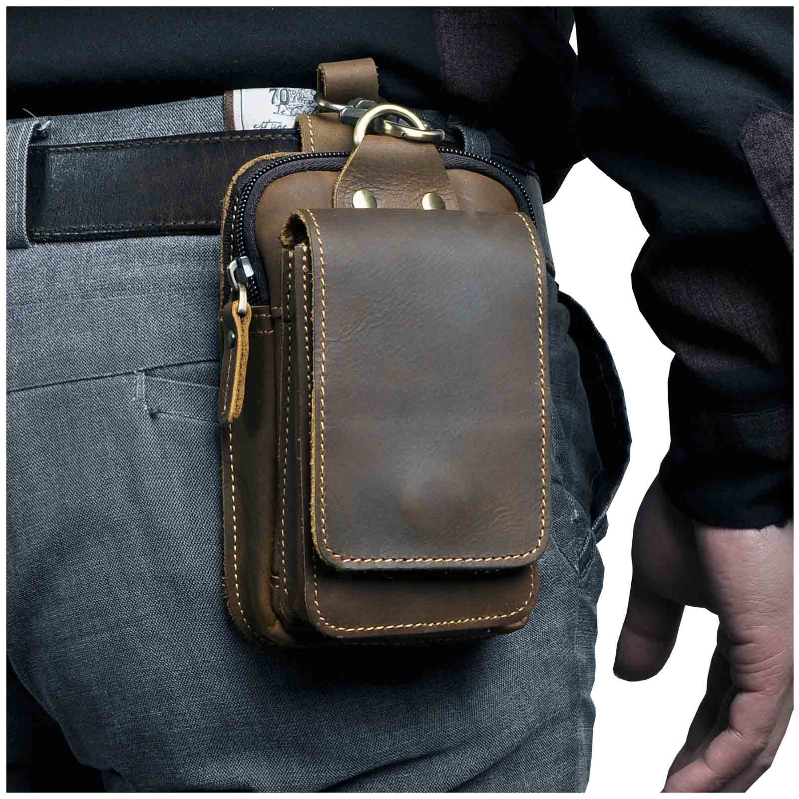 Vexton | Men's Waist Bag with Adjustable Strap - Durable Brown Design