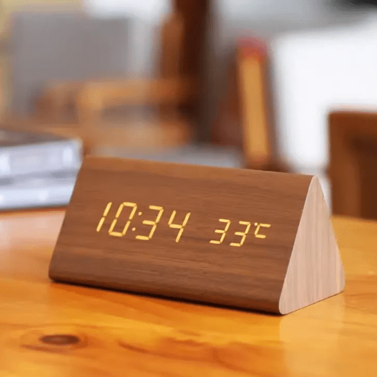 WOODSENSE – LED Wooden Clock with Voice Control for Stylish Time Display 1