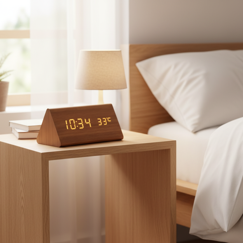 WOODSENSE – LED Wooden Clock with Voice Control for Stylish Time Display 3