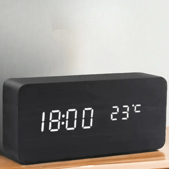 WOODSENSE – LED Wooden Clock with Voice Control for Stylish Time Display 5