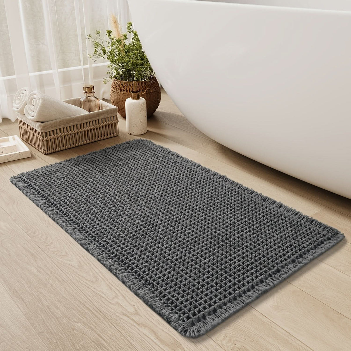 Waffle Bath Mat - Ultra-Absorbent Cotton Design