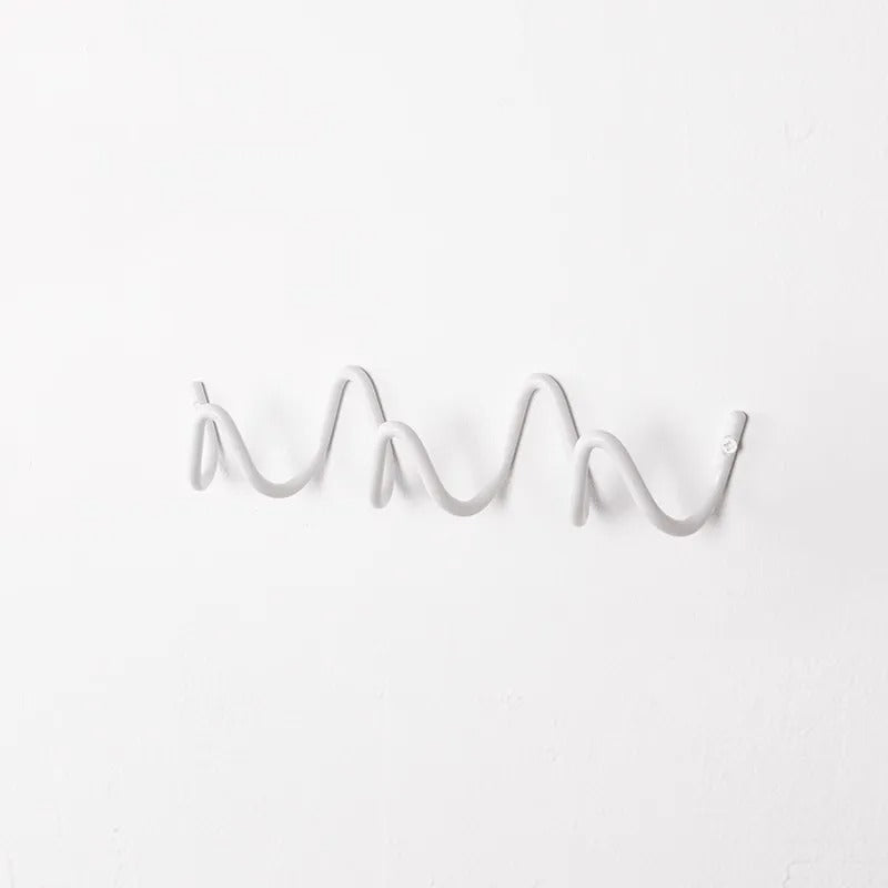 Wall-Mounted Coat Rack | Black Cast Iron Wavy Hook Rack