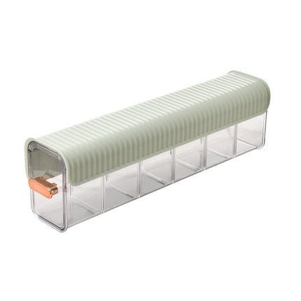 Wall-Mounted Storage Box Plastic 36 x 8.3 x 10 cm | 6-Compartment Adhesive Organizer | White, Light Green, Dark Green