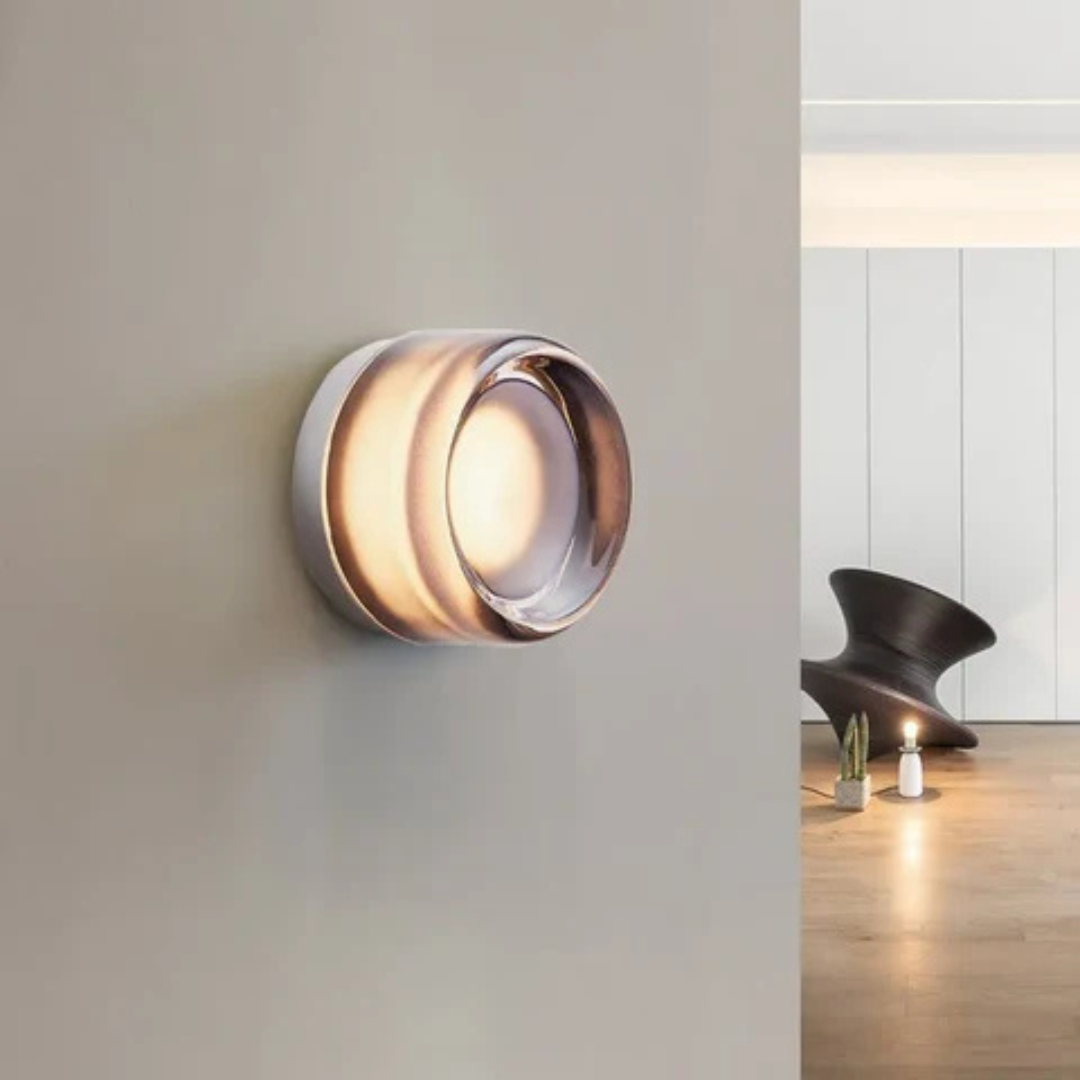 Wall Sconce | Scandinavian Glass & Iron Circular Light