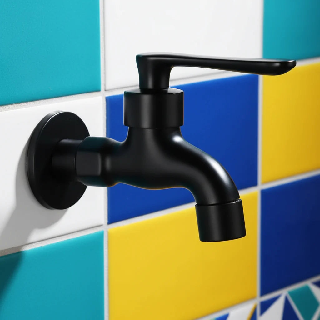 Wall-mounted faucet – Matte black brass for the kitchen, bathroom, or garden 4