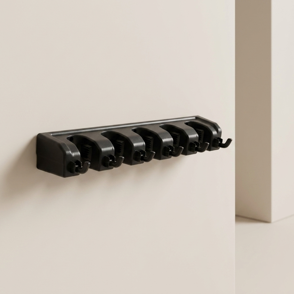 Wall Mounted Mop and Broom Holder Plastic Cleaning Tool Organizer 0
