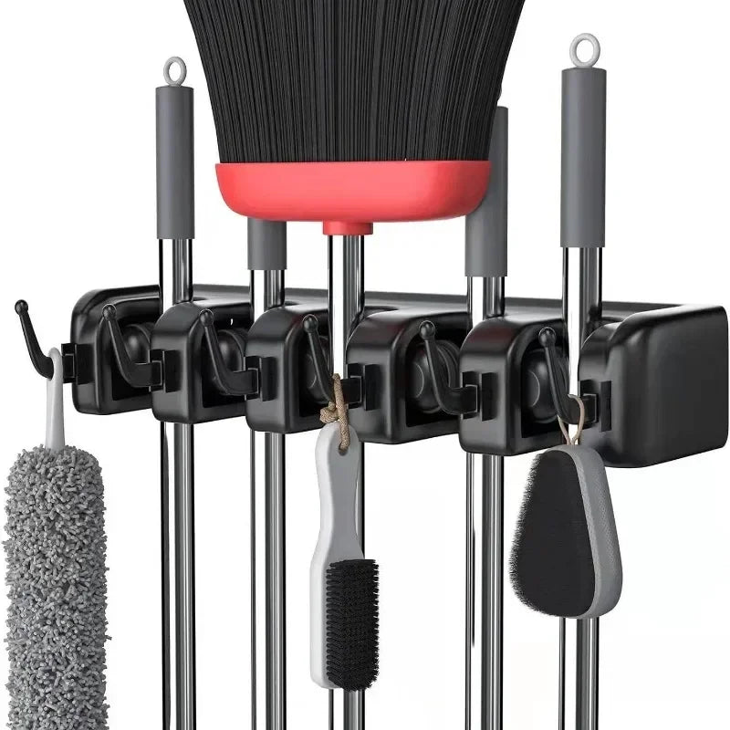 Wall Mounted Mop and Broom Holder Plastic Cleaning Tool Organizer 1