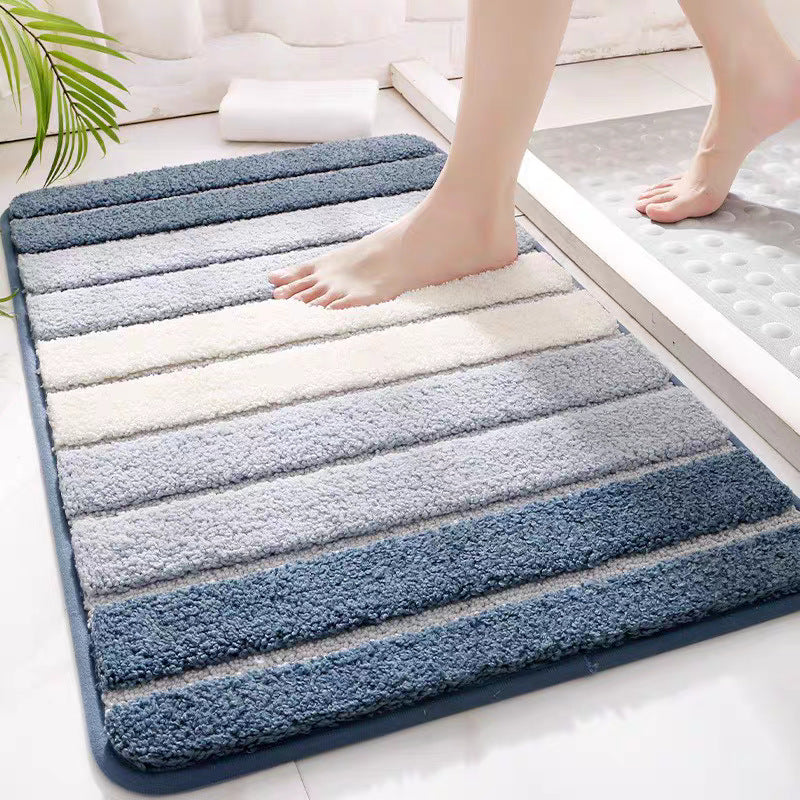 Washable Bathroom Rug Polyester | Absorbent Non-Slip Fluffy Pile | Striped, Green Grey Blue, 40 x 60 cm & 50 x 80 cm 4