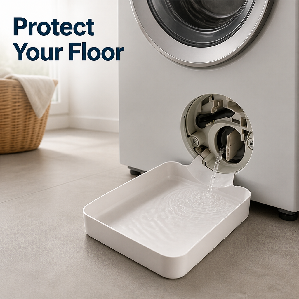 Washing Machine Drainage Tray Polypropylene | Slim Leak-Proof Design, Universal Fit | Protects Floors from Water Damage