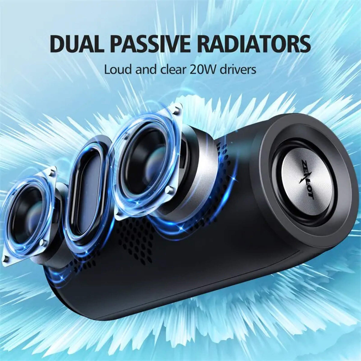 Waterproof Bluetooth Speaker 10W | Bluetooth 5.2 TWS Dual Pairing | 12H Playtime, TF Card/USB Flash Drive Support
