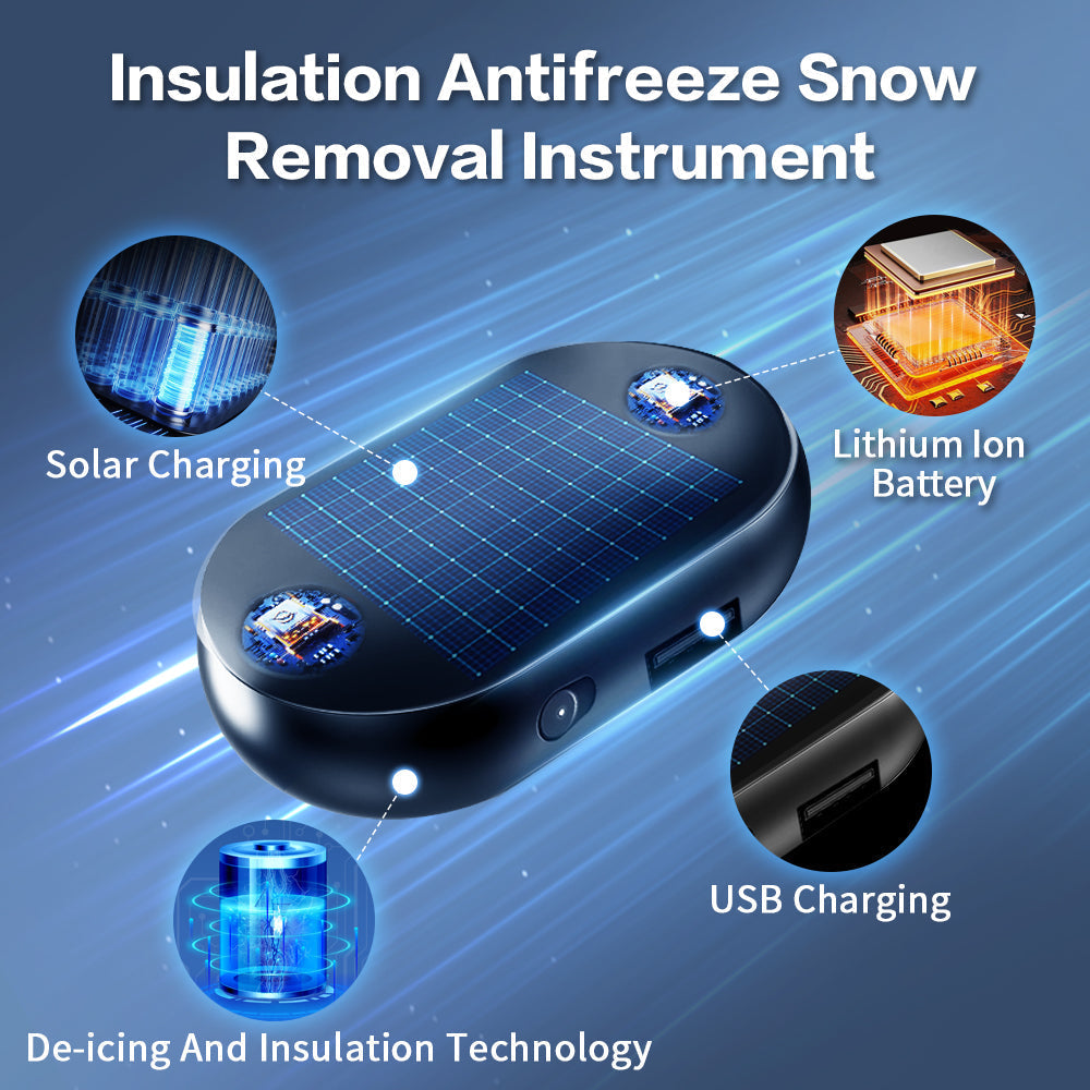 Windscreen De-Icer Device | Defrosts Ice & Snow in 20 Minutes | Solar & USB Rechargeable, Works to -4°F, No Scraping Needed