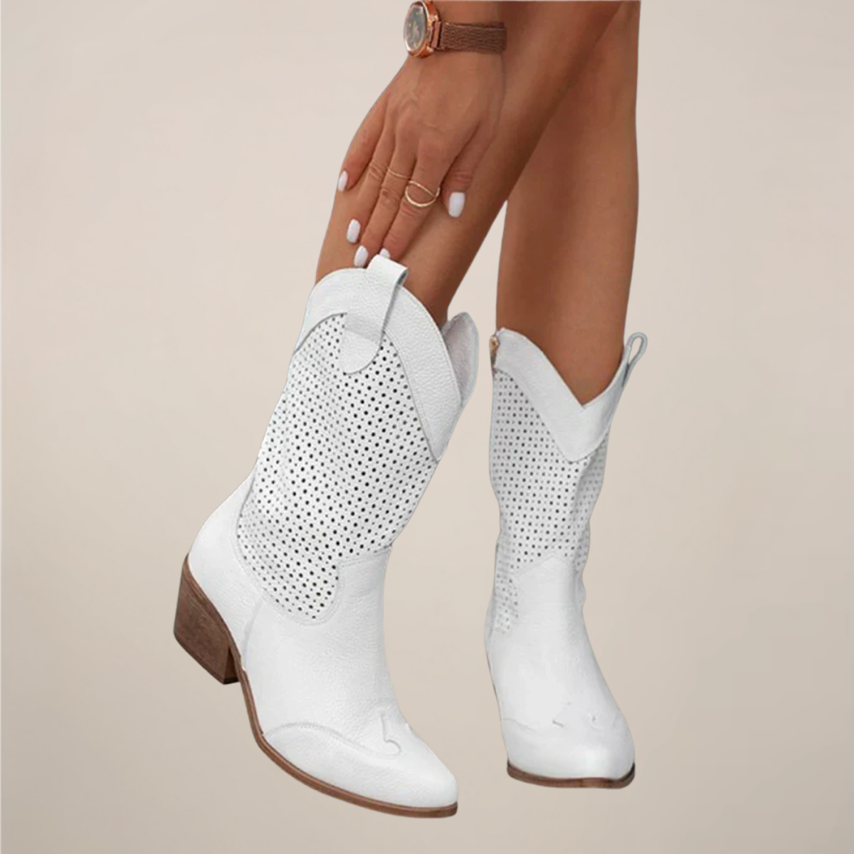 Women's Cowgirl Boots – Perforated Mid-Calf Lightweight Design